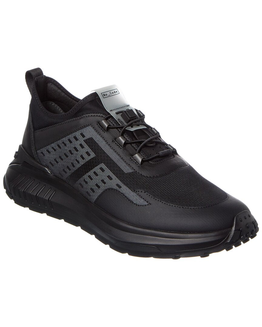 Tod’S Allacciata Rete Running No_Code Mesh & Leather Sneaker Black