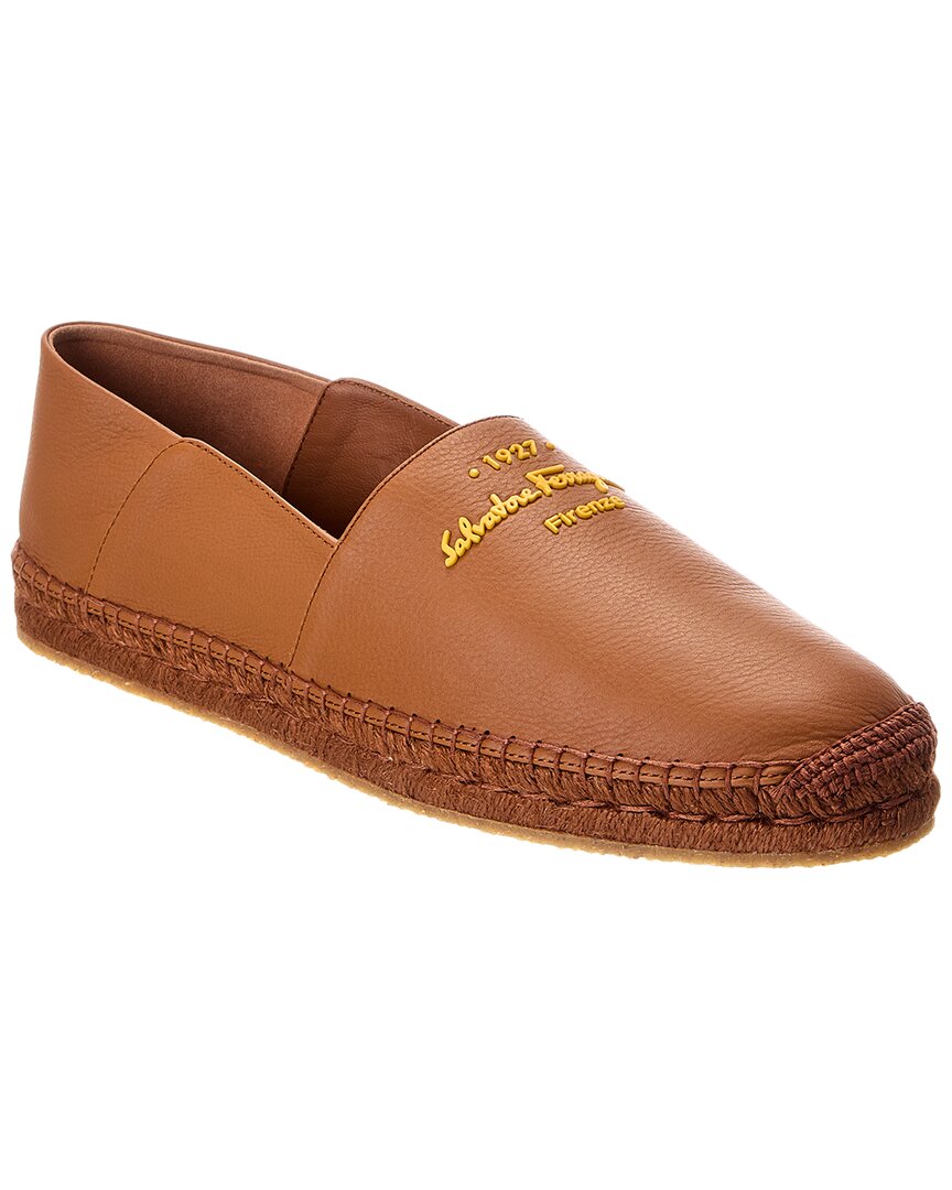Ferragamo Gus Leather Espadrille Brown Multi