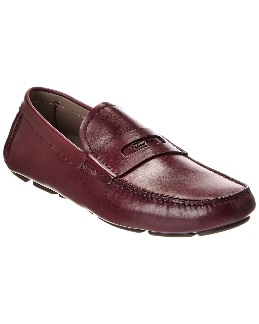 Ferragamo Newton Leather Loafer Purple 6 Wide