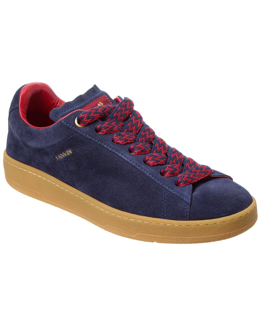 Lanvin Basses Curb Lite Suede Sneaker Blue