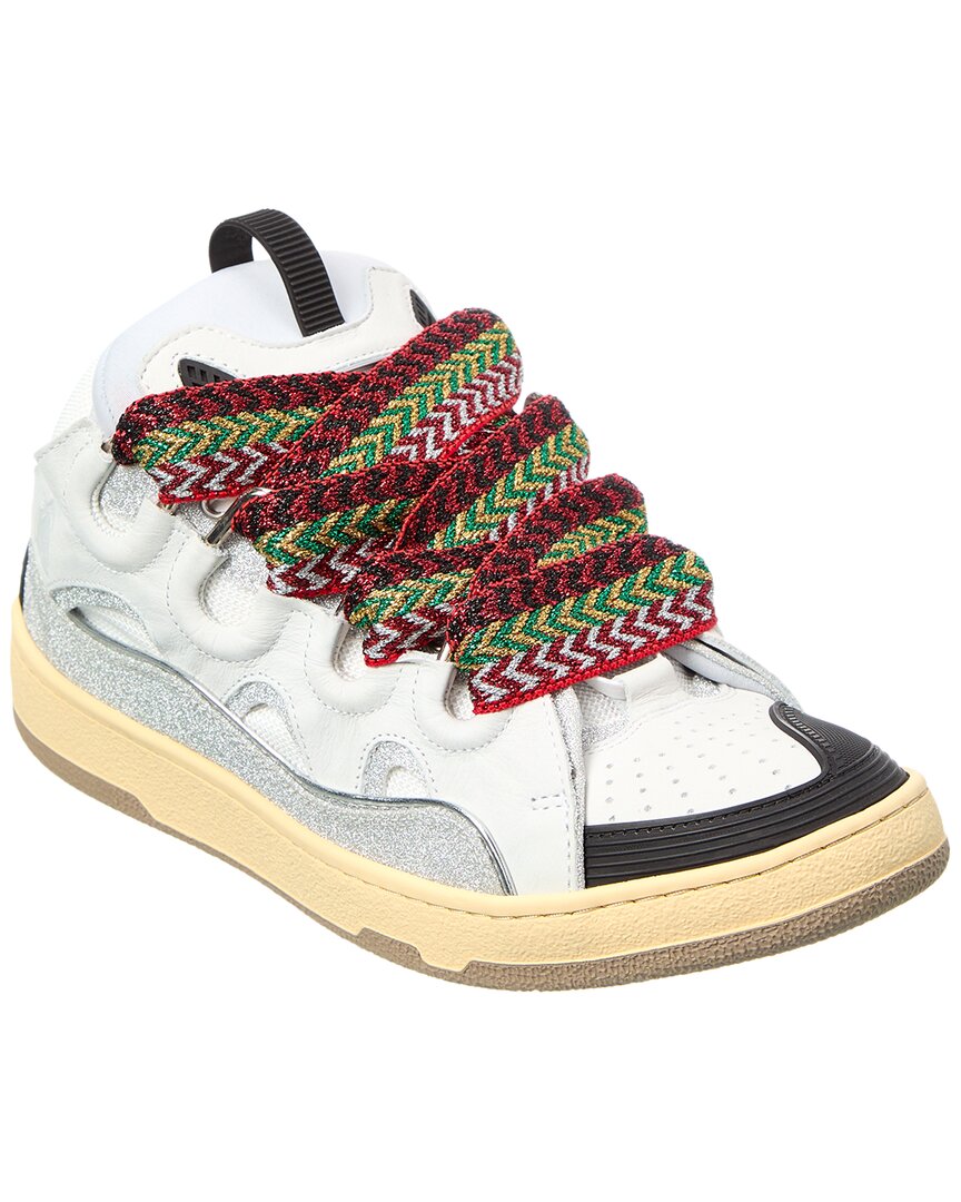 Lanvin Curb Leather Sneaker Silver