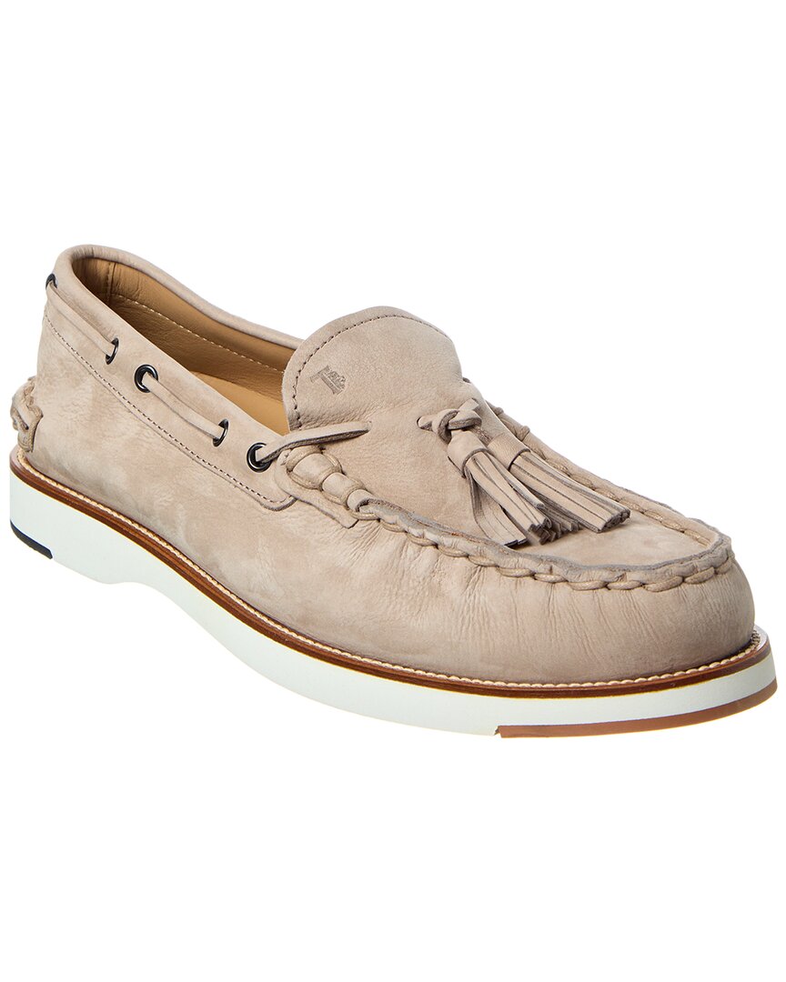 Tod’S Leather Boat Shoe Grey Multi