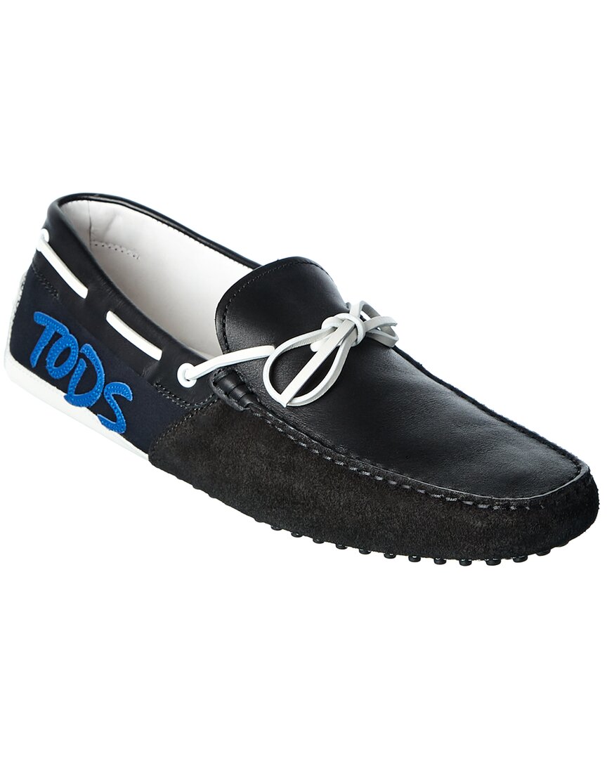 Tods Gommino Leather & Suede Loafer Black