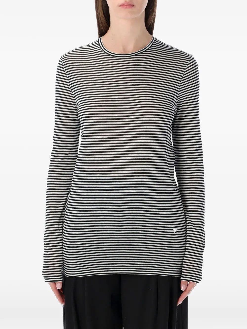TOM FORD Long-Sleeved Striped T-Shirt With Tonal Tf Embroidered Logo Women