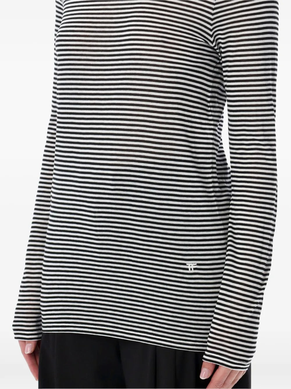 TOM FORD Long-Sleeved Striped T-Shirt With Tonal Tf Embroidered Logo Women