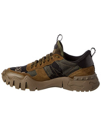 Valentino Camo Knit & Suede Sneaker