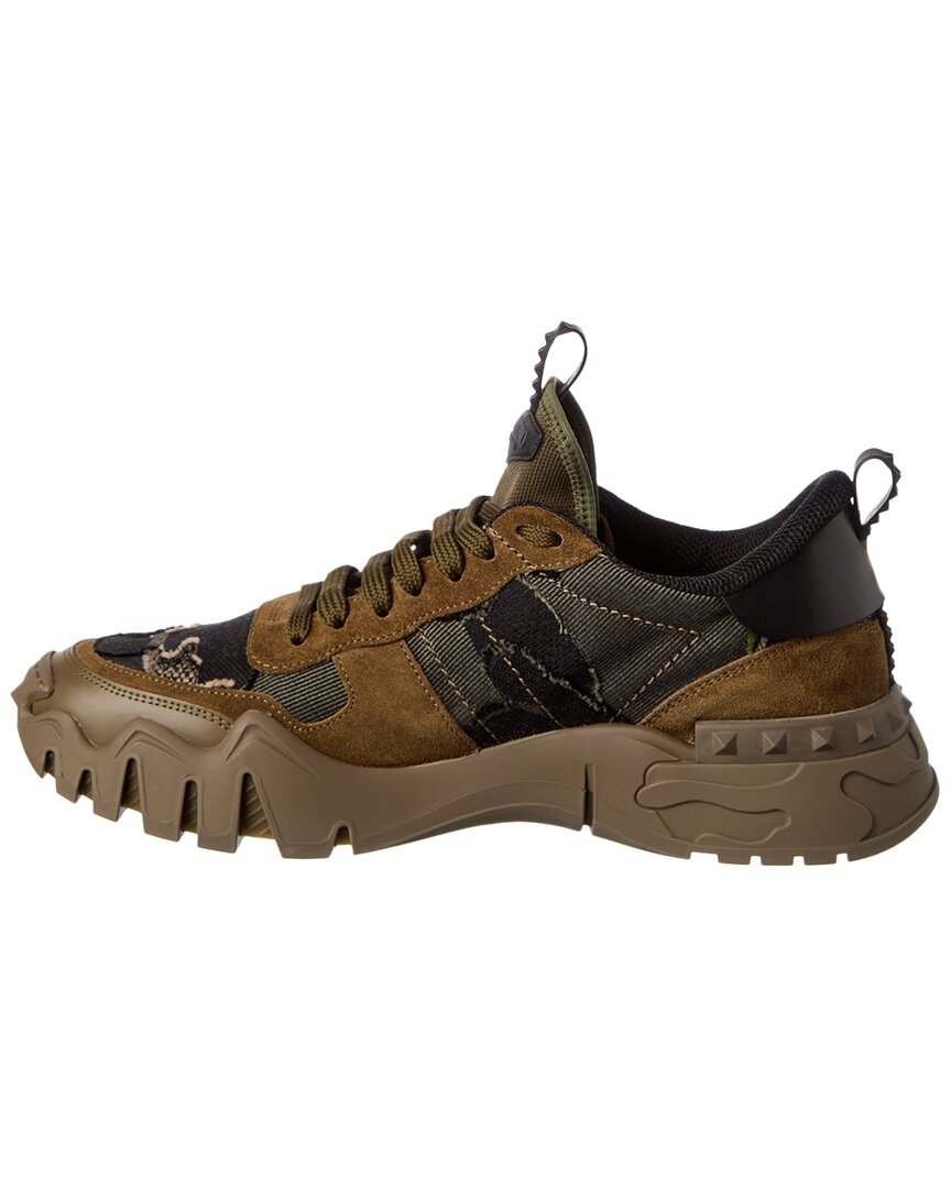 Valentino Camo Knit & Suede Sneaker