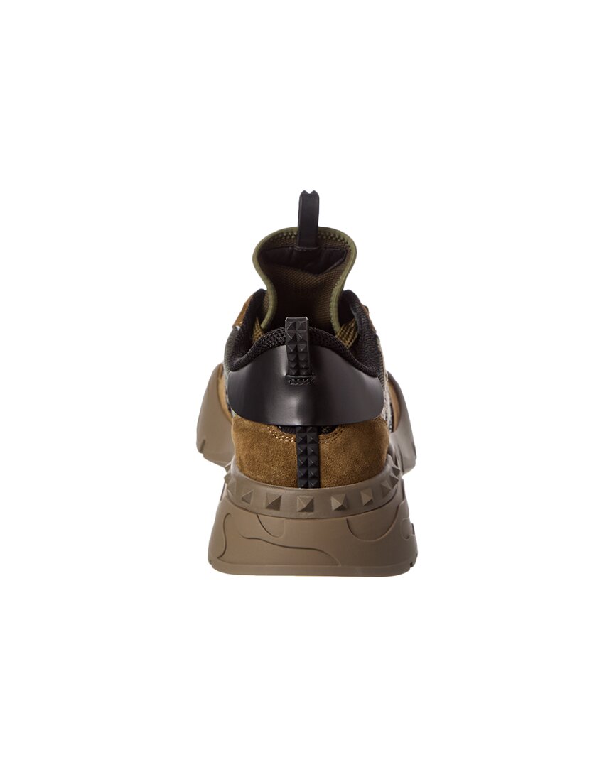 Valentino Camo Knit & Suede Sneaker
