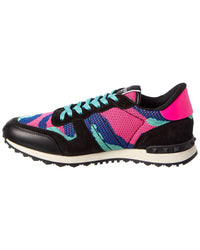 Valentino Camo Knit & Suede Sneaker