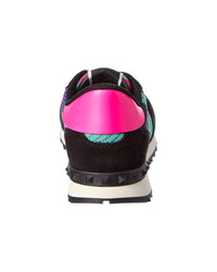 Valentino Camo Knit & Suede Sneaker