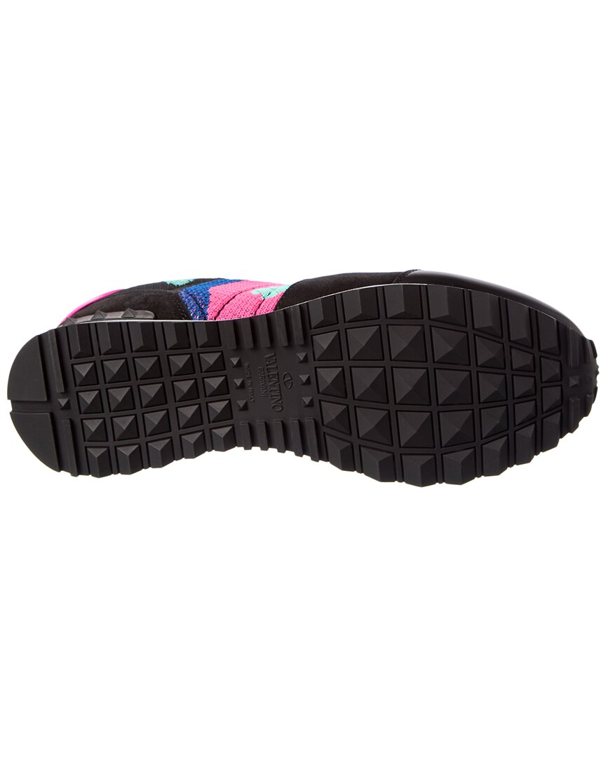 Valentino Camo Knit & Suede Sneaker
