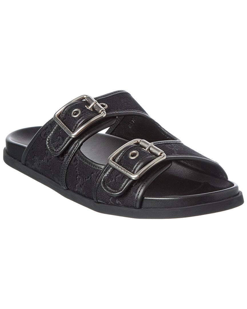 Gucci Gucci Gg Supreme Canvas & Leather Slides Slide