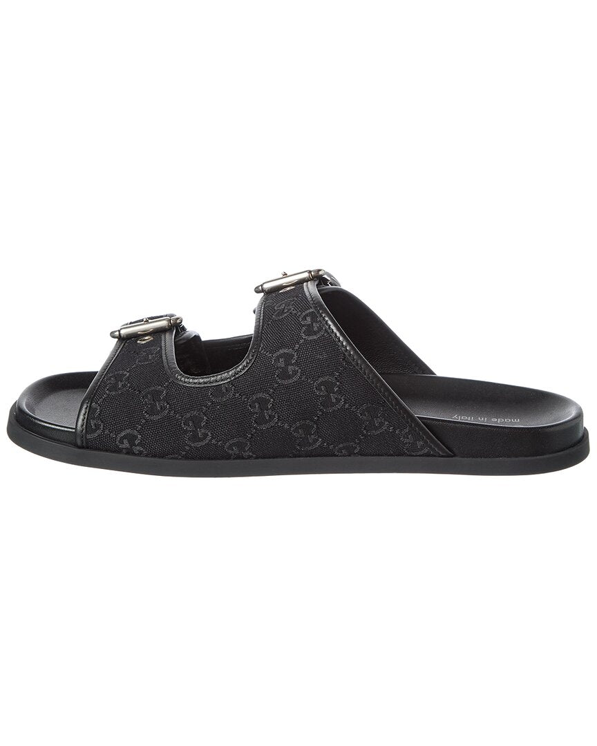 Gucci Gucci Gg Supreme Canvas & Leather Slides Slide