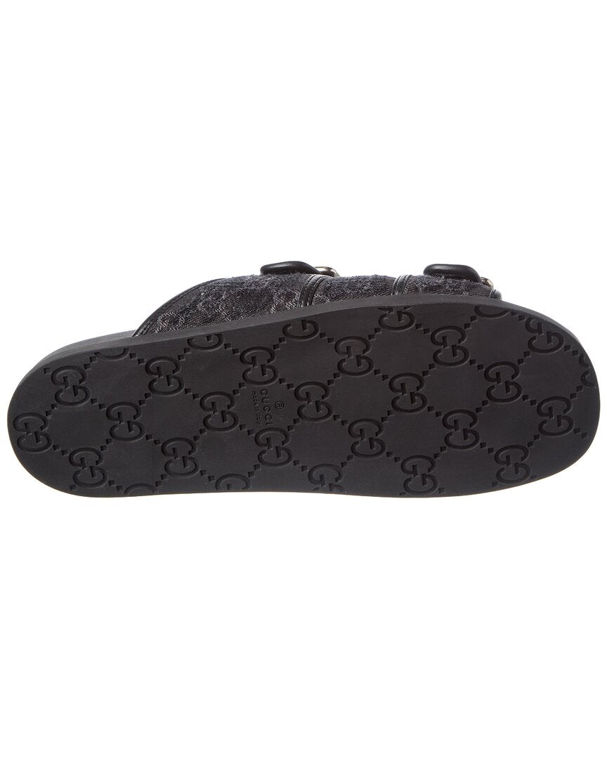 Gucci Logo Leather & Canvas Sandal – Bluefly