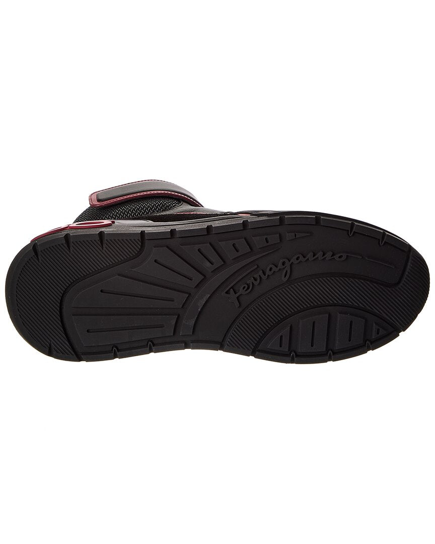 Ferragamo Cosma Leather & Mesh High-Top Sneaker