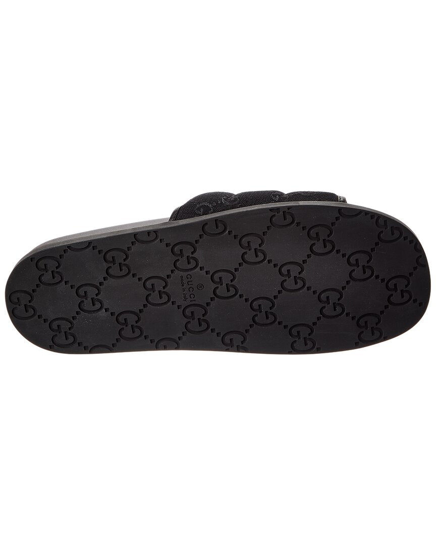 Gucci Gg Canvas & Leather Slide
