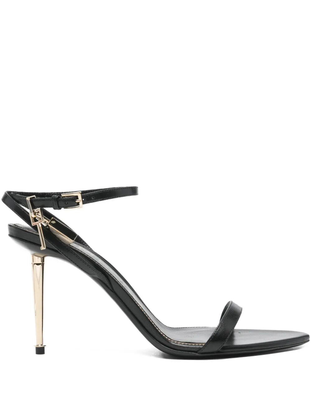 TOM FORD Shiny Leather Padlock Pointy Naked Sandals 85 Women