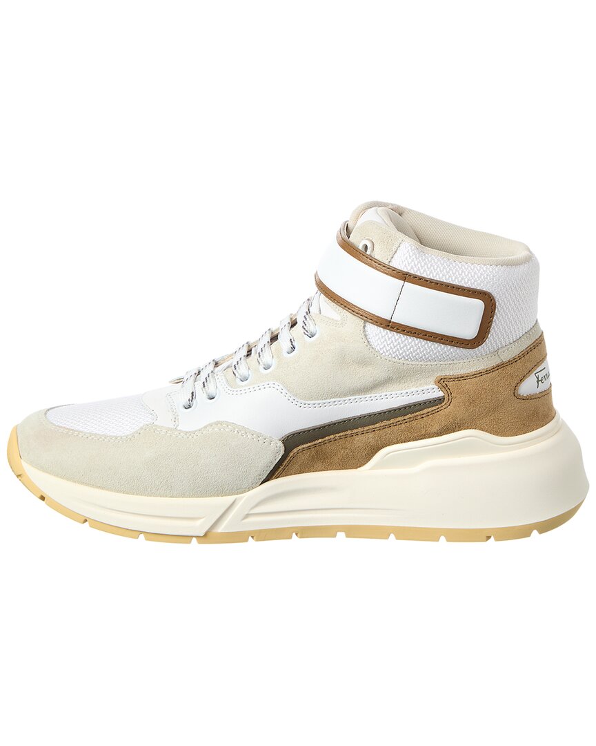 Ferragamo Cosma Leather & Mesh High-Top Sneaker