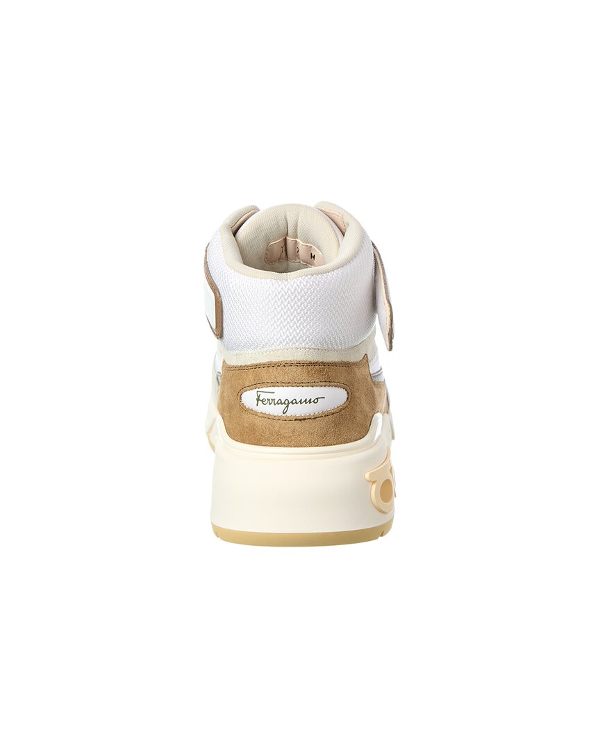 Ferragamo Cosma Leather & Mesh High-Top Sneaker