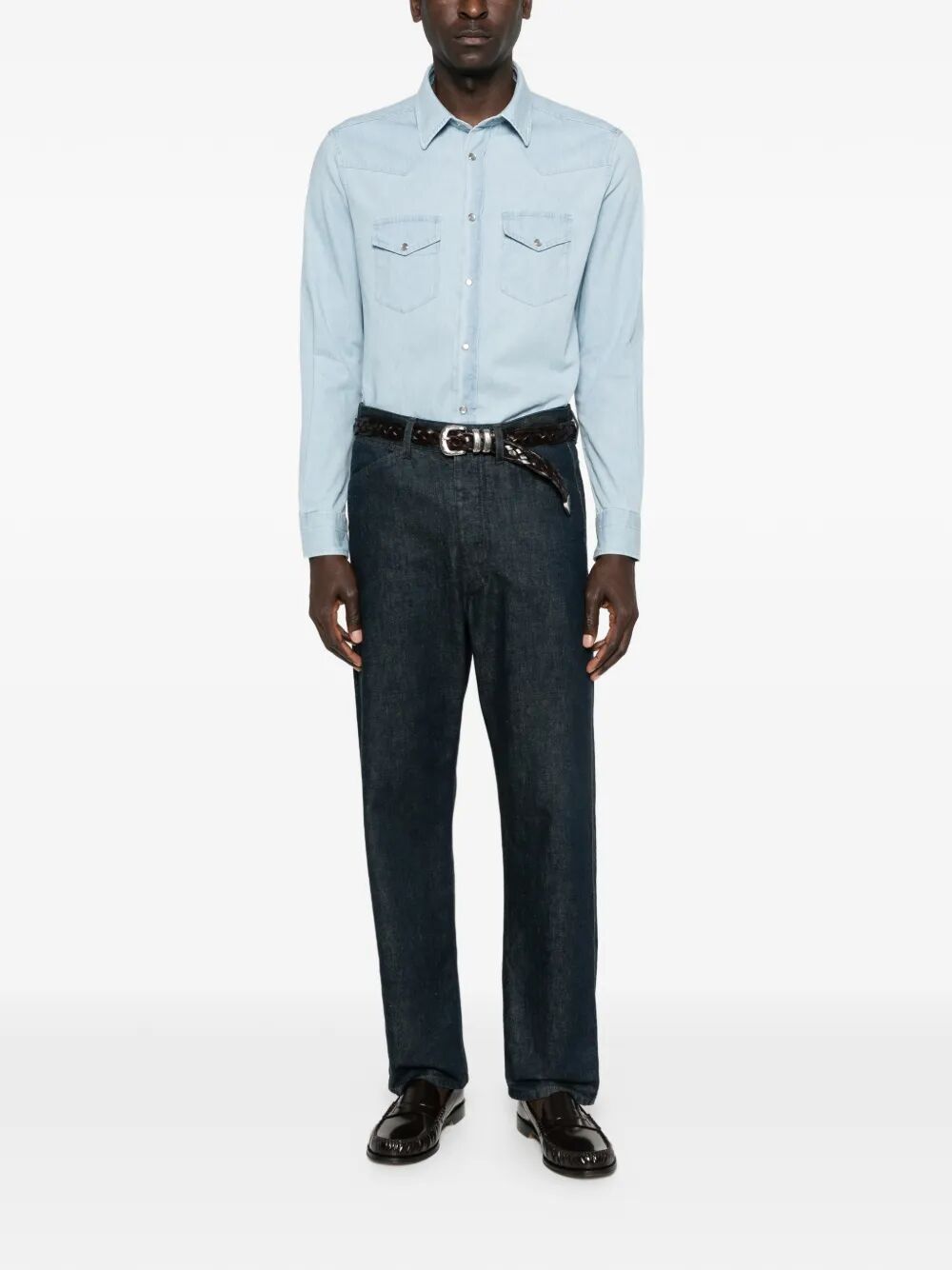 TOM FORD Tom Ford Men Denim Chambray Western Shirt