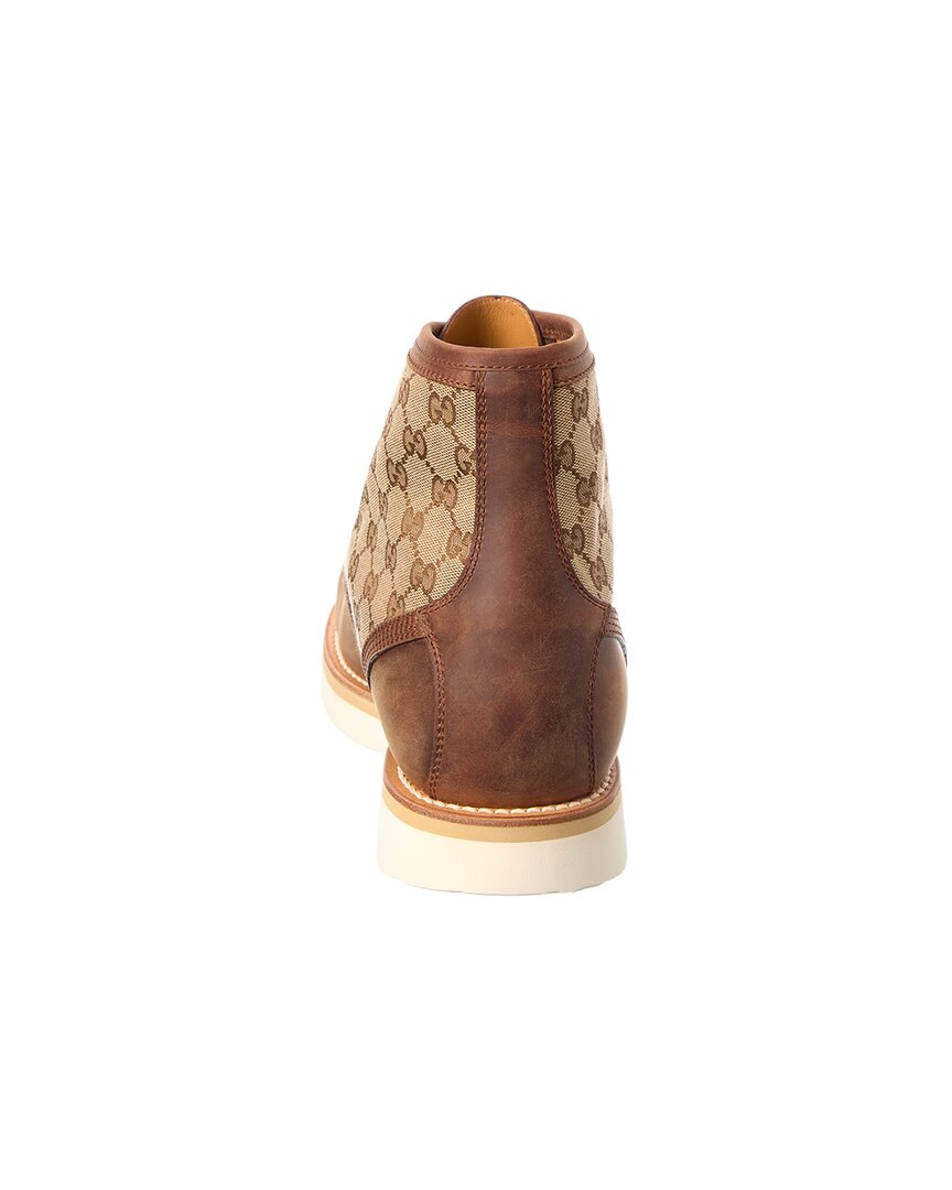 Gucci Lace-Up Gg Canvas & Leather Bootie