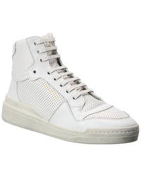 Saint Laurent Leather High-Top Sneaker White