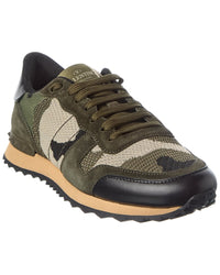 Valentino Rockstud Knit & Suede Sneaker