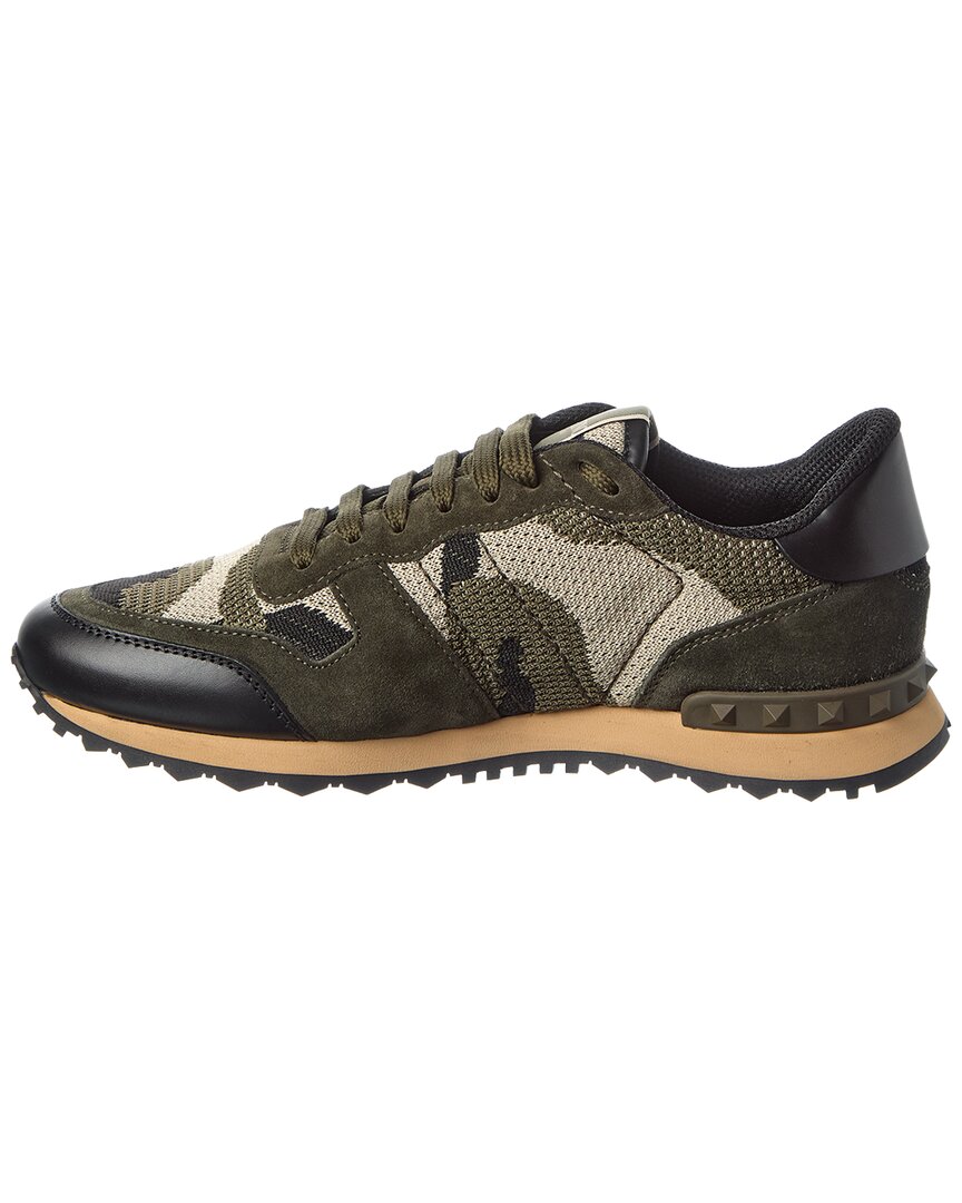 Valentino Rockstud Knit & Suede Sneaker