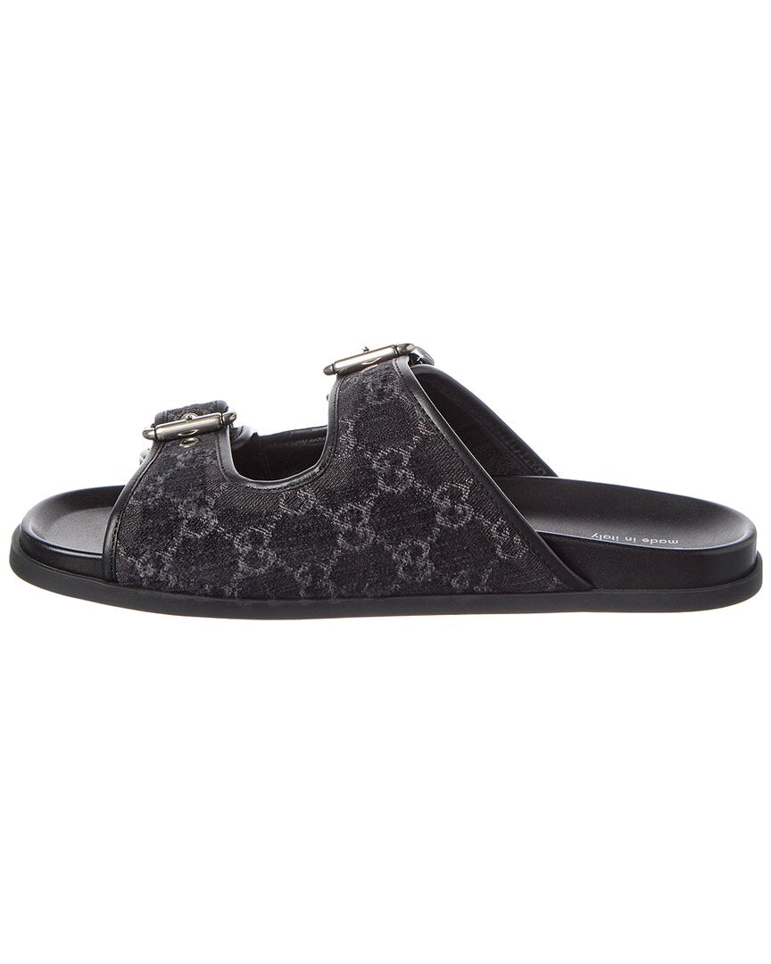 Gucci Logo Leather & Canvas Sandal – Bluefly