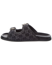 Gucci Logo Leather & Canvas Sandal