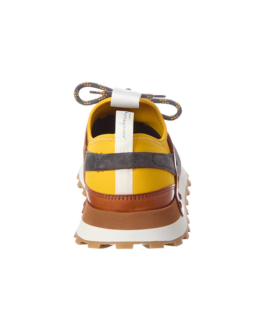 Ferragamo Indy Leather & Suede-Trim Sneaker