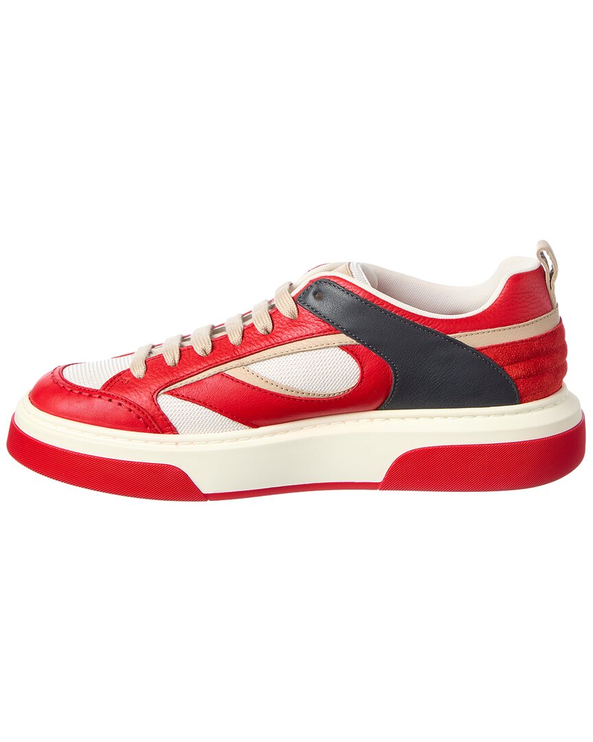 Ferragamo Cassina Leather-Trim Sneaker