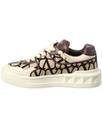 Valentino Valentino Roman Stud Leather & Canvas Sneaker