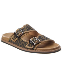 FENDI Fendi Feel Ff Jacquard & Leather Sandal