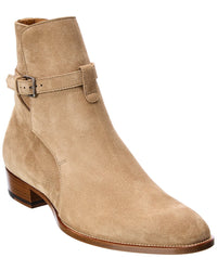 Saint Laurent Wyatt Jodhpur Suede Boot Beige