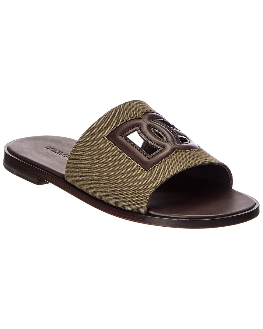 Dolce & Gabbana Dolce & Gabbana Canvas & Leather Slide