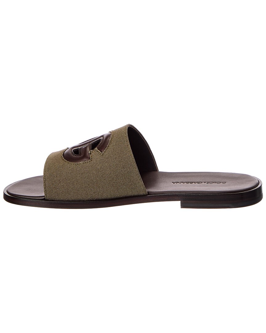 Dolce & Gabbana Dolce & Gabbana Canvas & Leather Slide