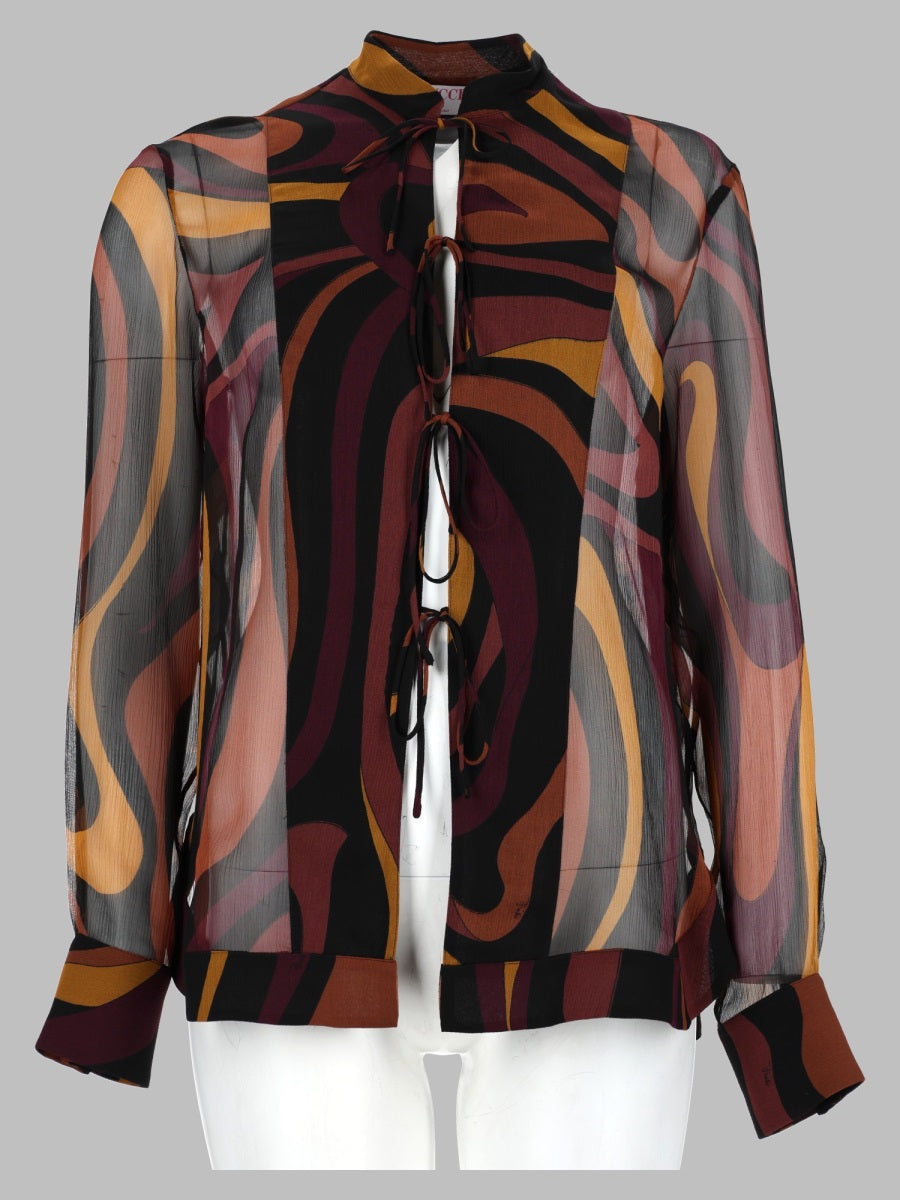 Pucci Women Camicia In Creponne Con Stampa "Marmo"