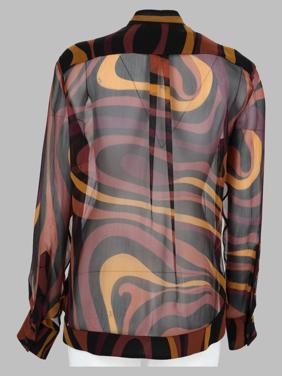 Pucci Women Camicia In Creponne Con Stampa "Marmo"