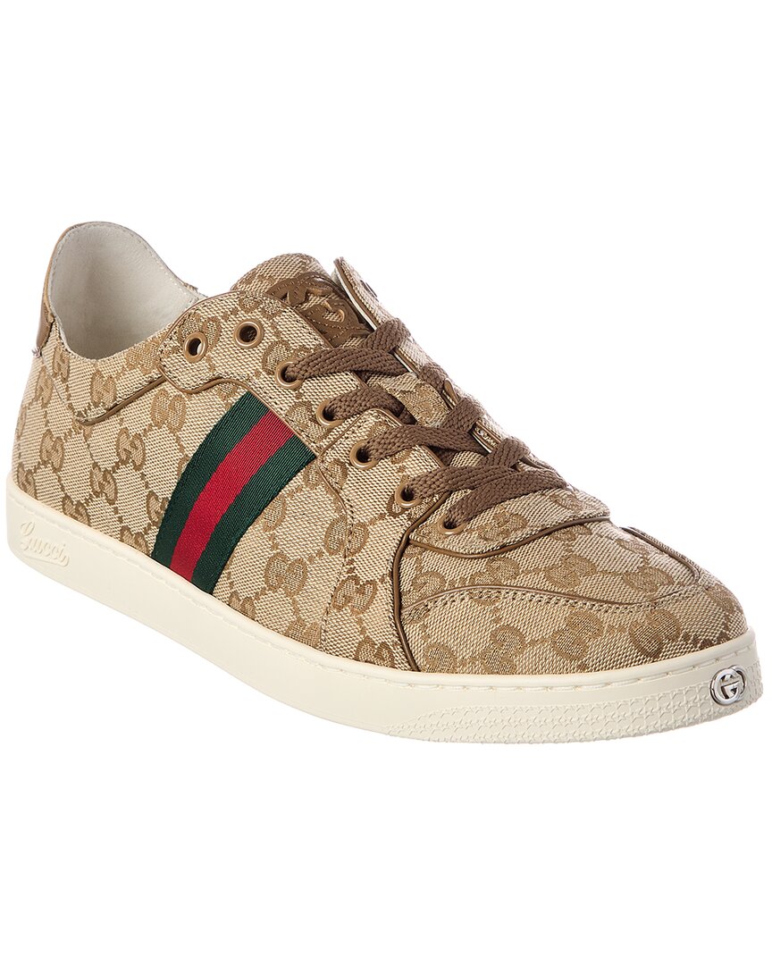 Gucci Gucci Stretch Low Top Gg Canvas & Leather Sneaker