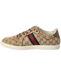 Gucci Gucci Stretch Low Top Gg Canvas & Leather Sneaker