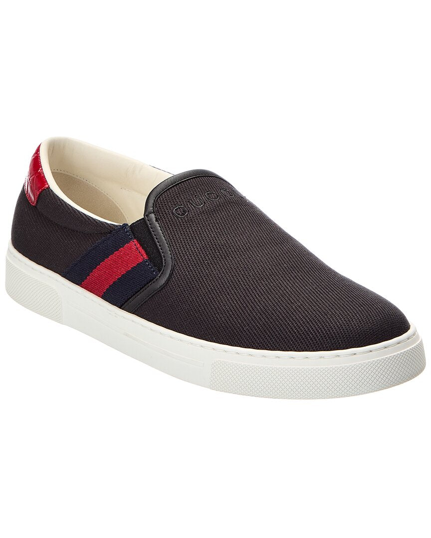 Gucci Gucci Tweed & Leather Slip-On Sneaker