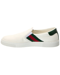 Gucci Gucci Tweed & Leather Slip-On Sneaker