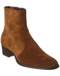 Saint Laurent Wyatt Suede Boot Brown Multi