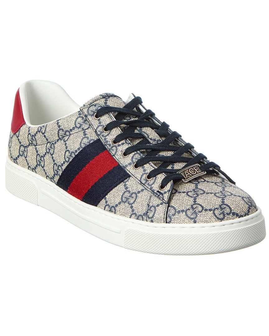Gucci Gucci Ace Web Gg Supreme Canvas & Leather Sneaker