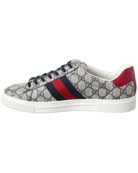 Gucci Gucci Ace Web Gg Supreme Canvas & Leather Sneaker