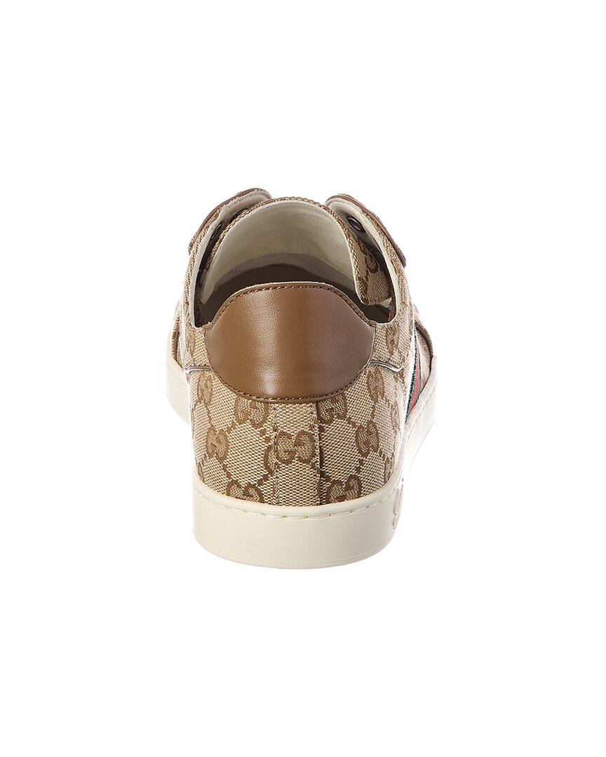 Gucci Gucci Stretch Low Top Gg Canvas & Leather Sneaker