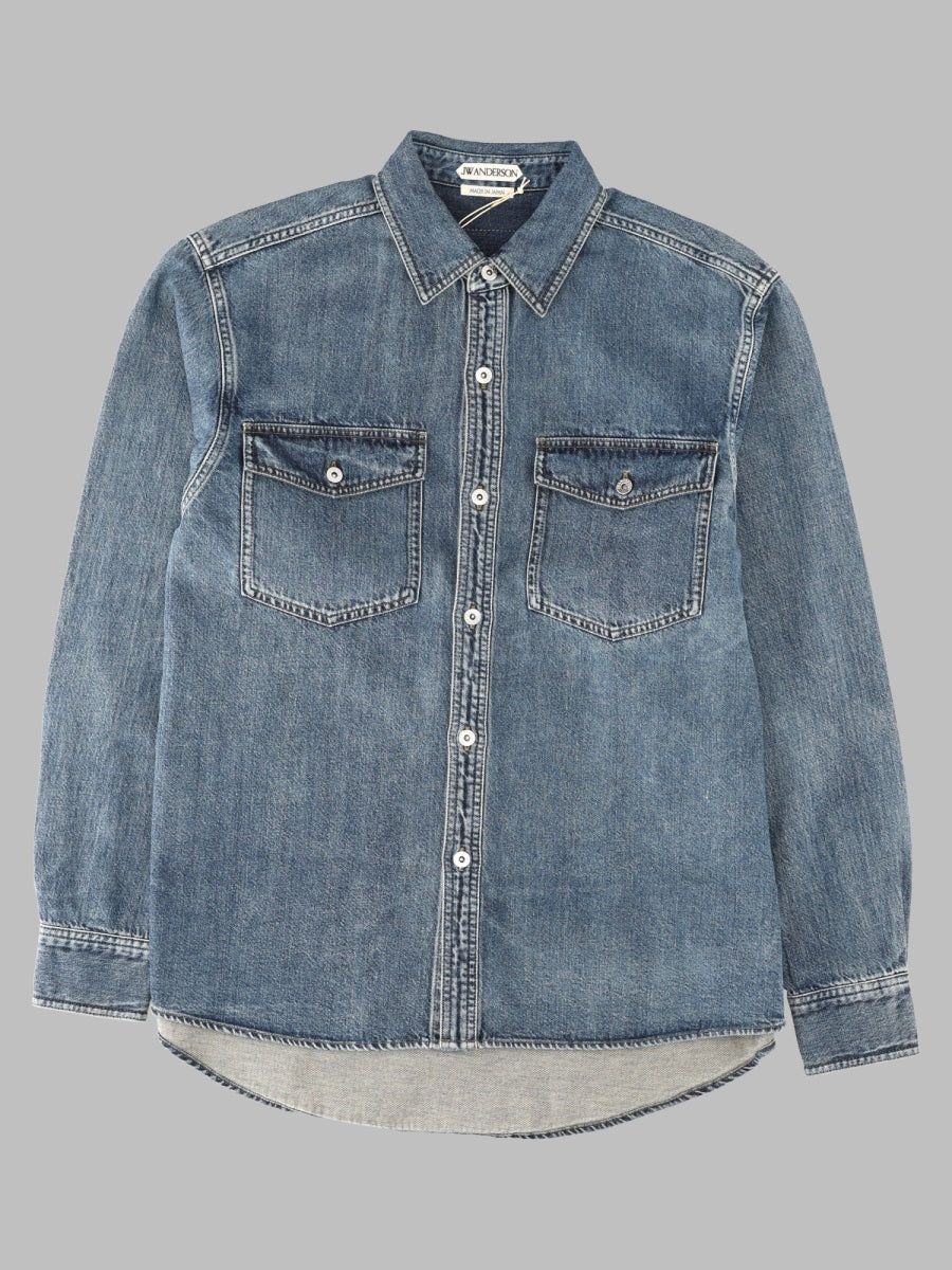 Jw Anderson Men Overshirt In Denim Di Cotone