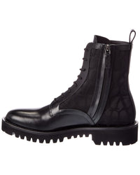 Valentino Toile Iconographe Canvas & Leather Combat Boot