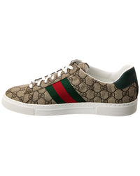 Gucci Gucci Ace Web Gg Supreme Canvas & Leather Sneaker